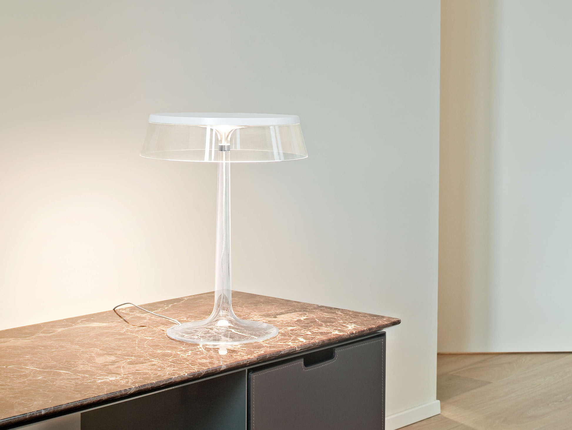 Bon Jour Table Lamp by Flos - Transparent / White