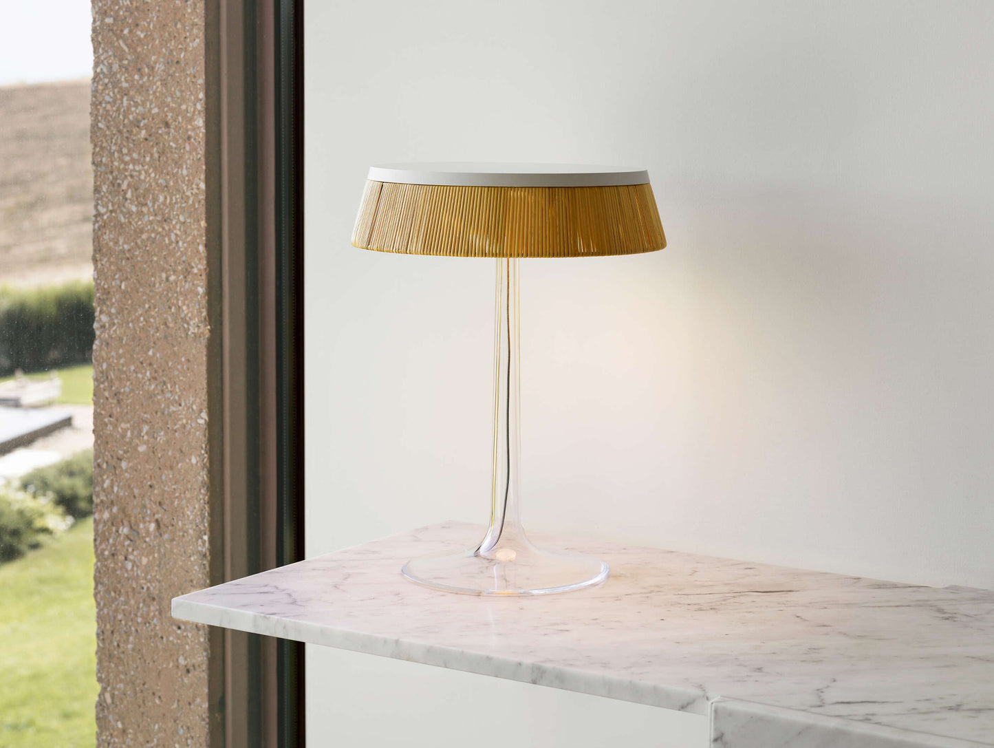 Bon Jour Table Lamp by Flos - Rattan / White