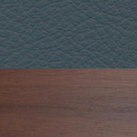 Swatch for Dark Lacquered Walnut / Smoke Blue Premium Leather (L50)