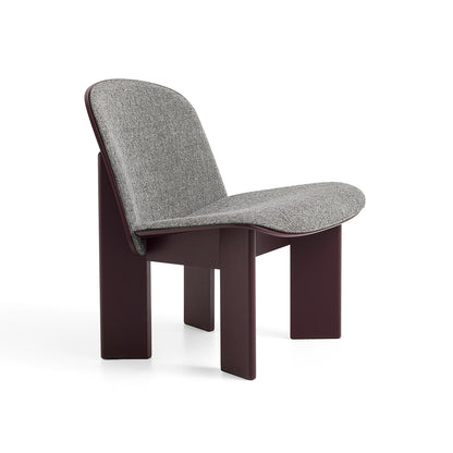 Chisel Lounge Chair (Front Upholstery) by HAY - Dark Bordeaux Lacquered Beech / Hallingdal 65 166