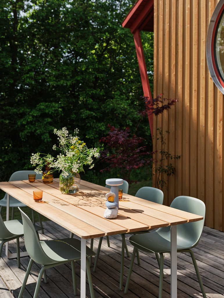 Blue outdoor store dining table