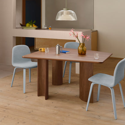Visu Chair Wood Base Upholstered by Muuto - Light Blue Ash and Ecriture 710