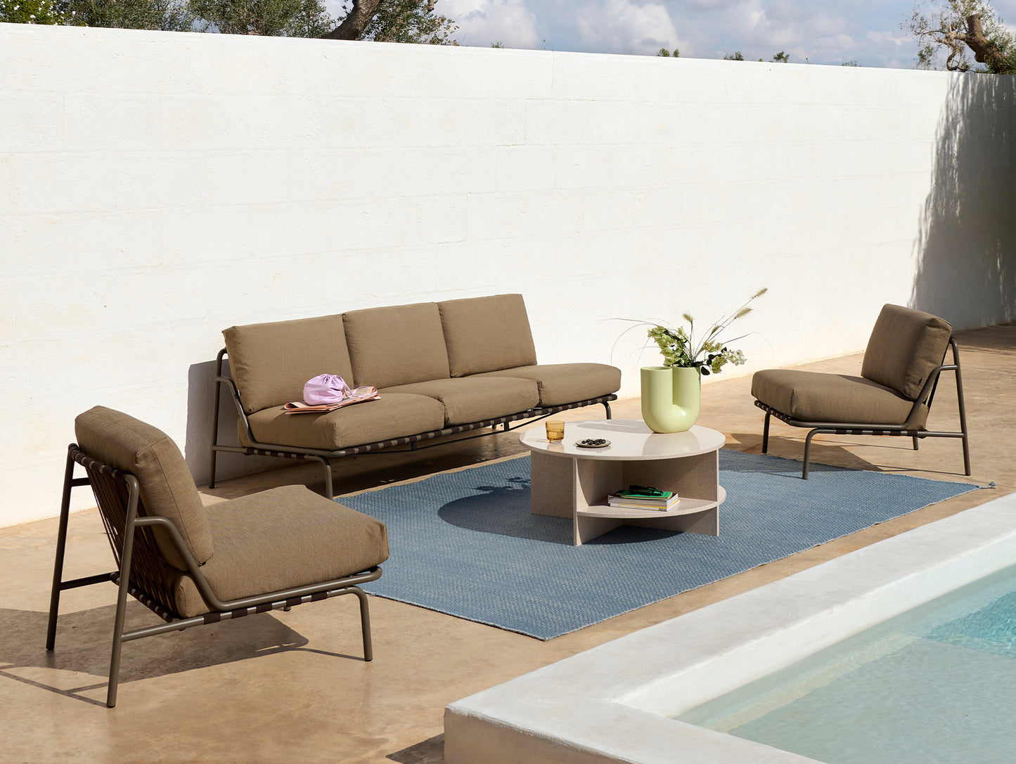 Settle 3-Seater Sofa without Armrest by Muuto - Taupe / Weave 5