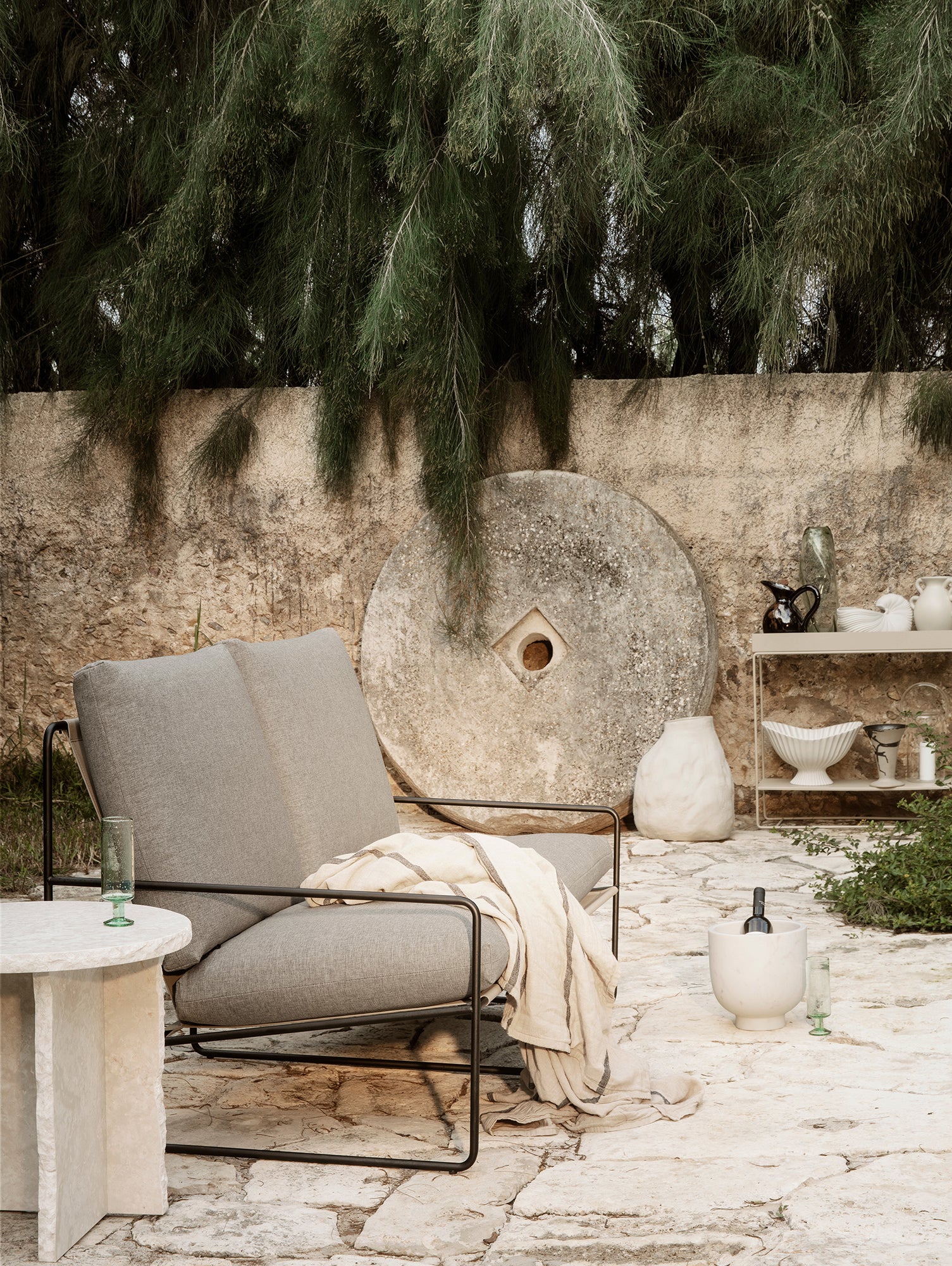 Desert 2-Seater Sofa by Ferm Living - Black Frame / Dark Sand