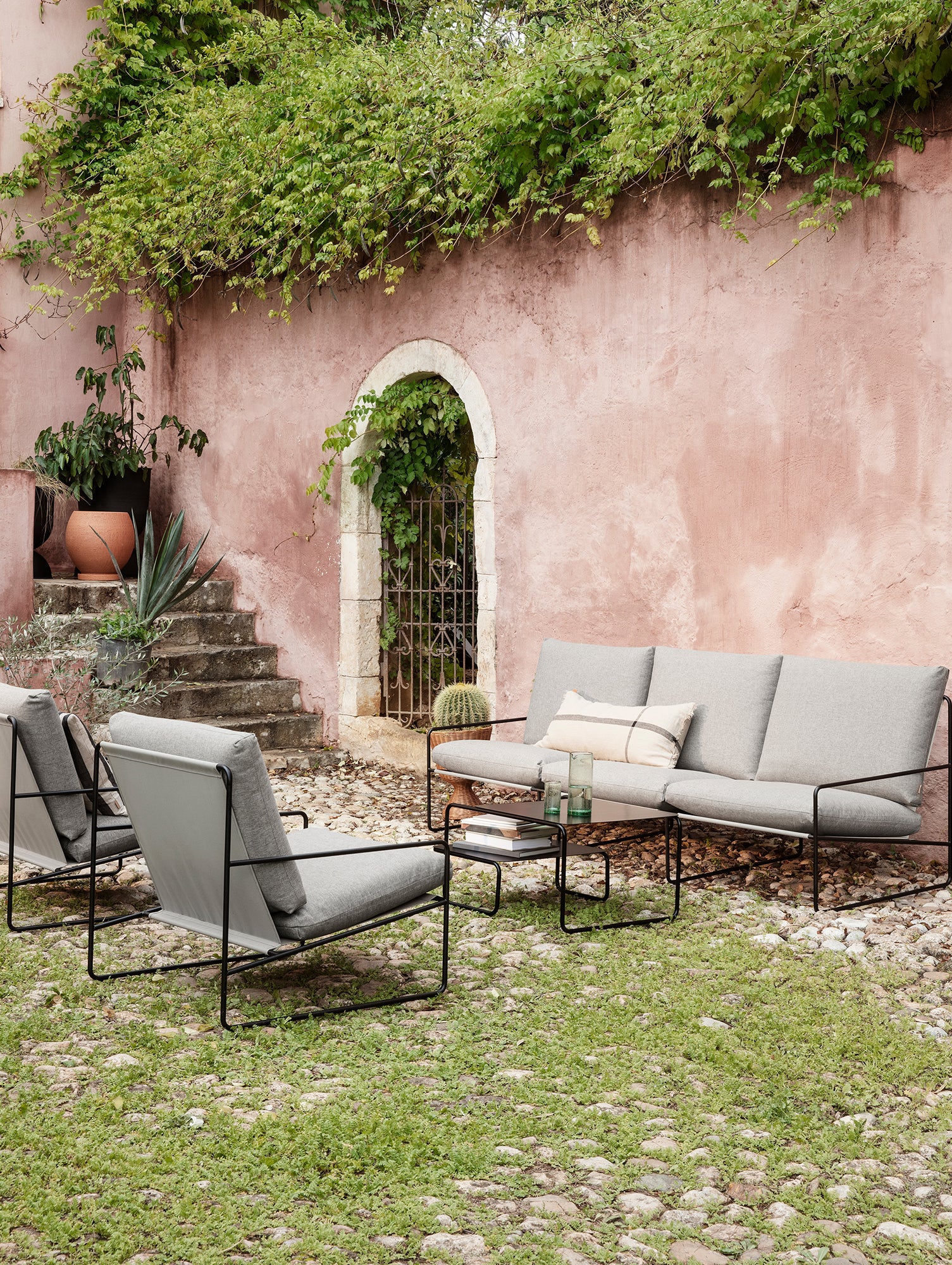 Desert 3-Seater Sofa by Ferm Living - Black Frame / Dark Sand