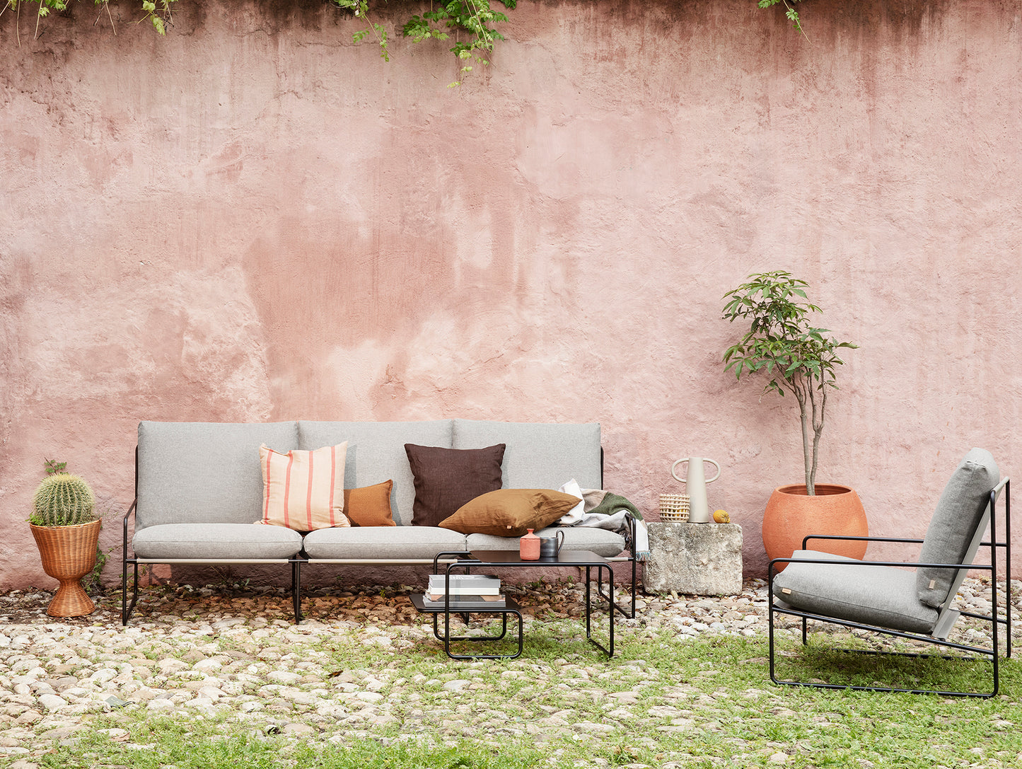 Desert 3-Seater Sofa by Ferm Living - Black Frame / Dark Sand