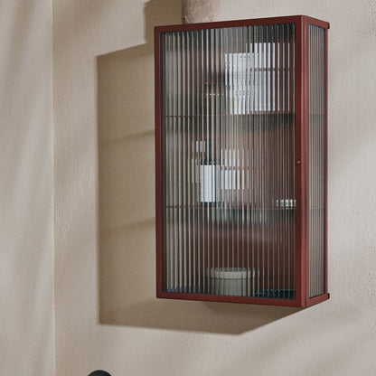 Haze Wall Cabinet by Ferm Living - Oxide Red / Reeded Glass