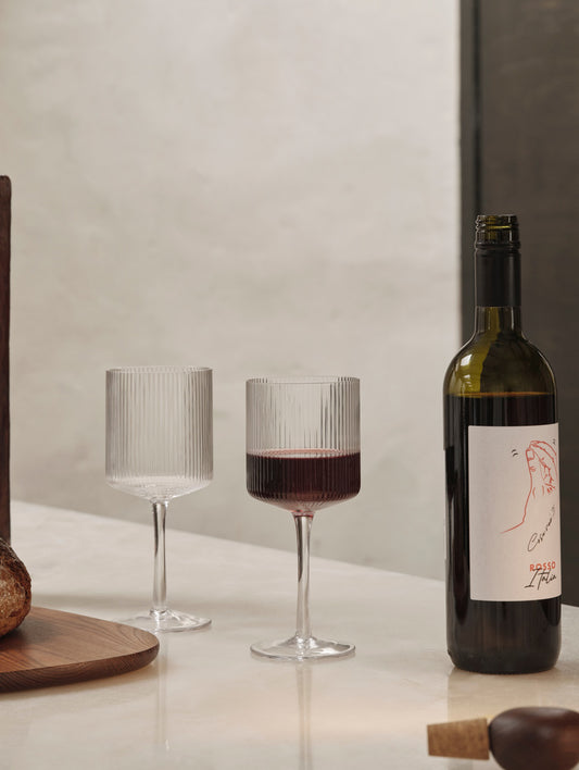 Ripple Red Wine Glasses - Set of 2 (Clear) by Ferm Living