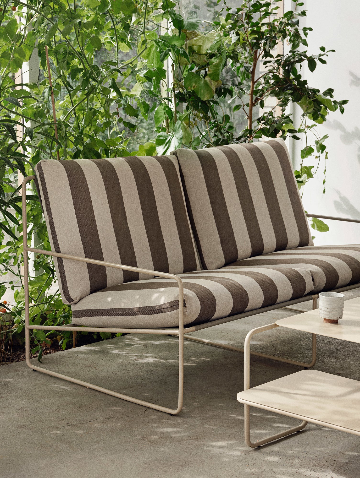 Desert 2-Seater Sofa by Ferm Living - Cashmere Frame / Chocolate Stripe