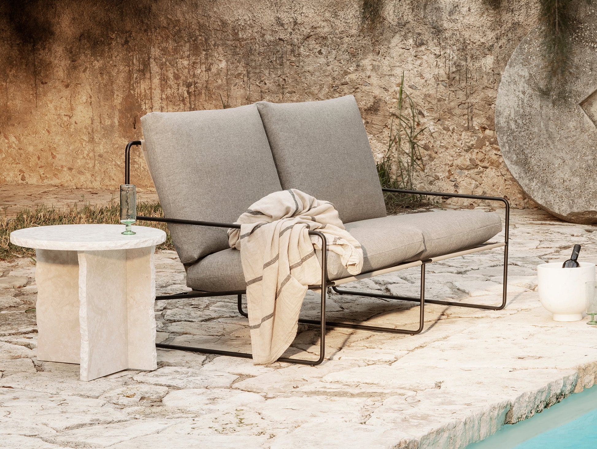 Desert 2-Seater Sofa by Ferm Living - Black Frame / Dark Sand