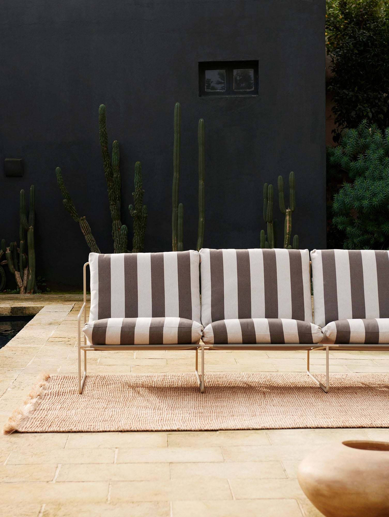 Desert 3-Seater Sofa by Ferm Living - Cashmere Frame / Chocolate Stripe