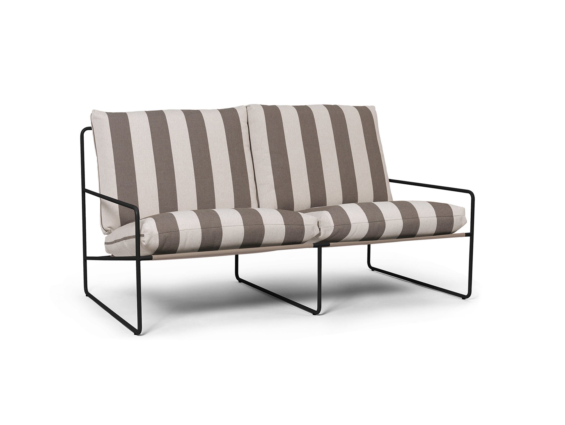 Desert 2-Seater Sofa by Ferm Living - Black Frame / Chocolate Stripe