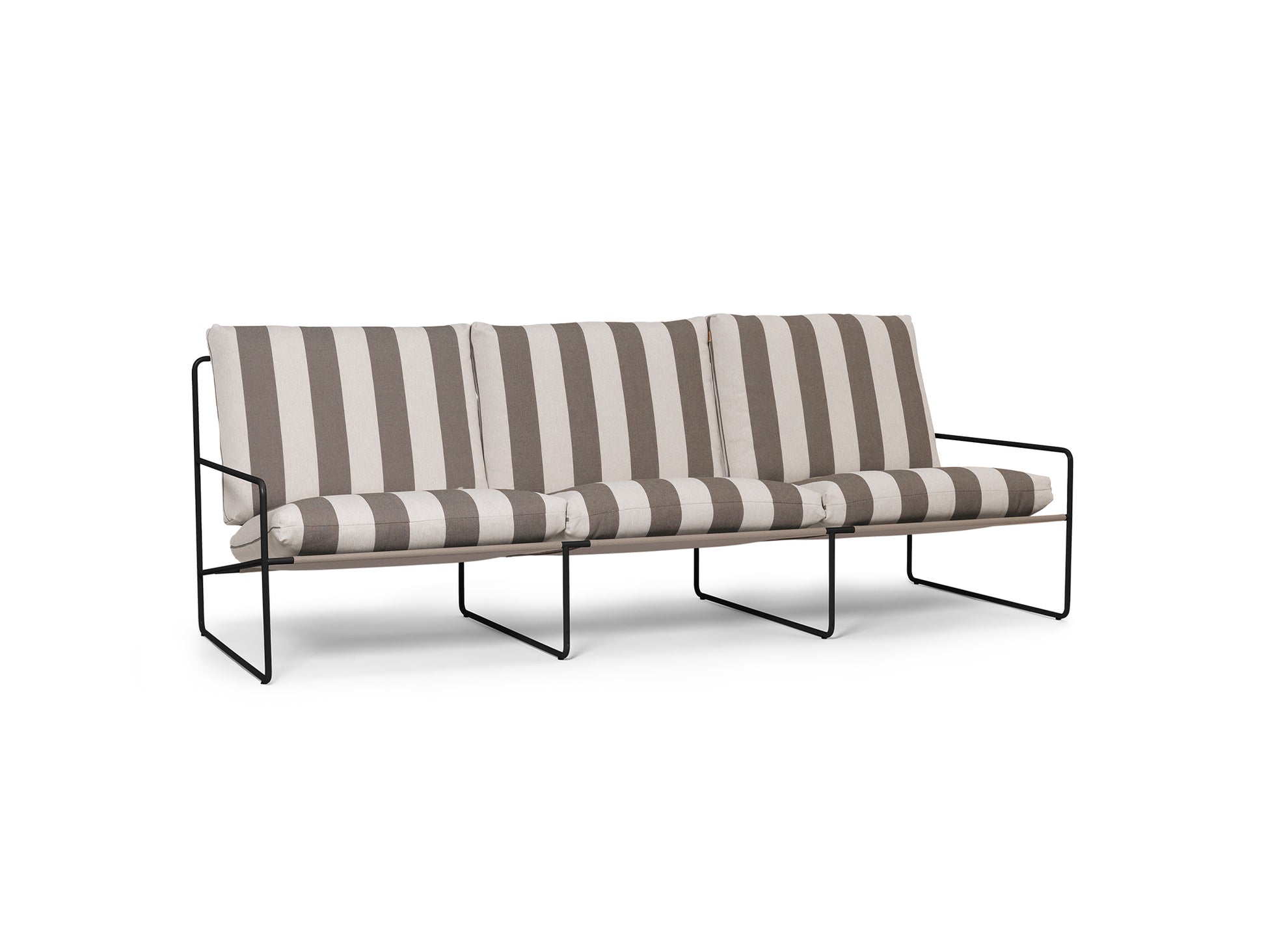 Desert 3-Seater Sofa by Ferm Living - Black Frame / Chocolate Stripe