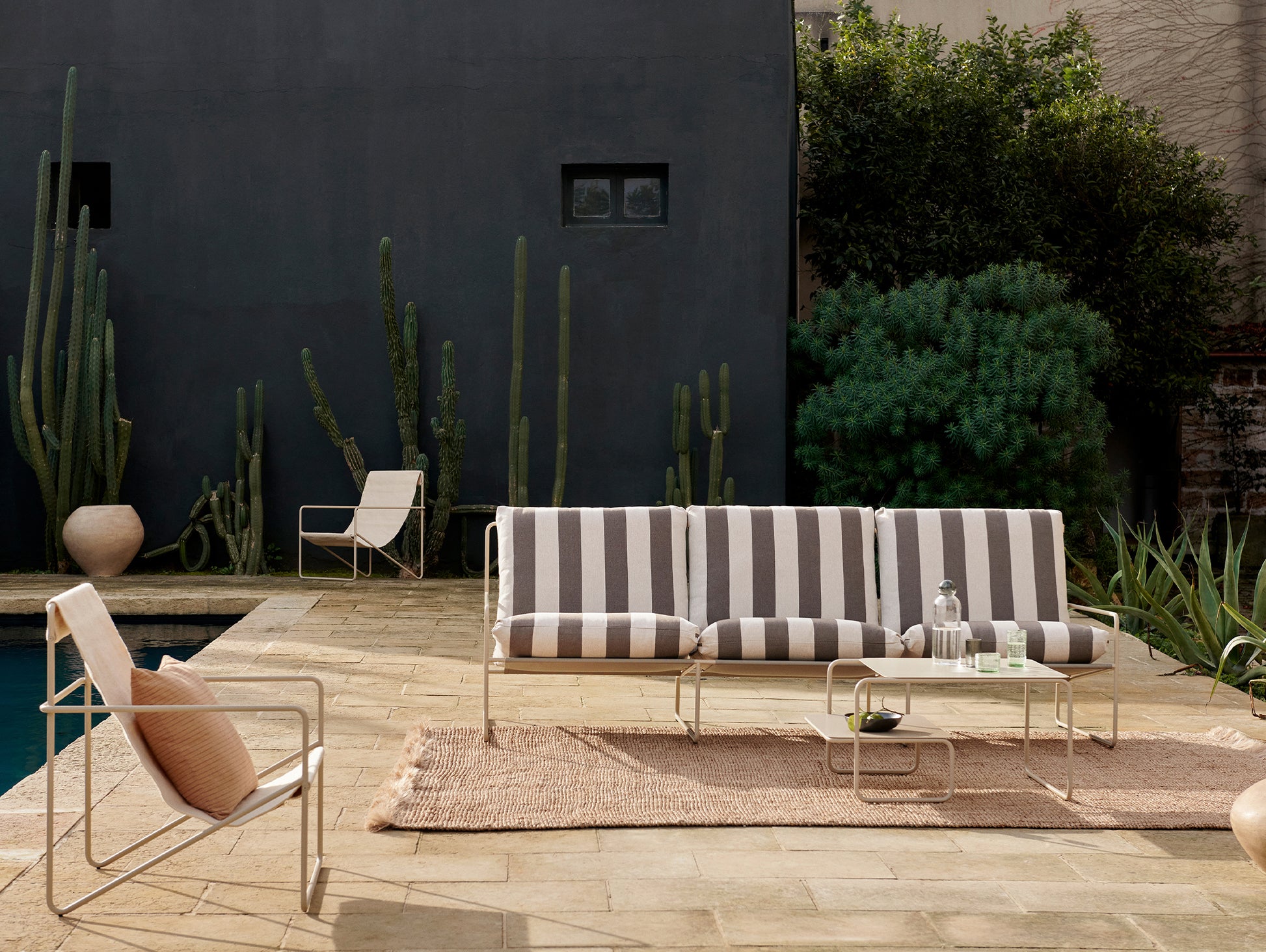 Desert 3-Seater Sofa by Ferm Living - Cashmere Frame / Chocolate Stripe