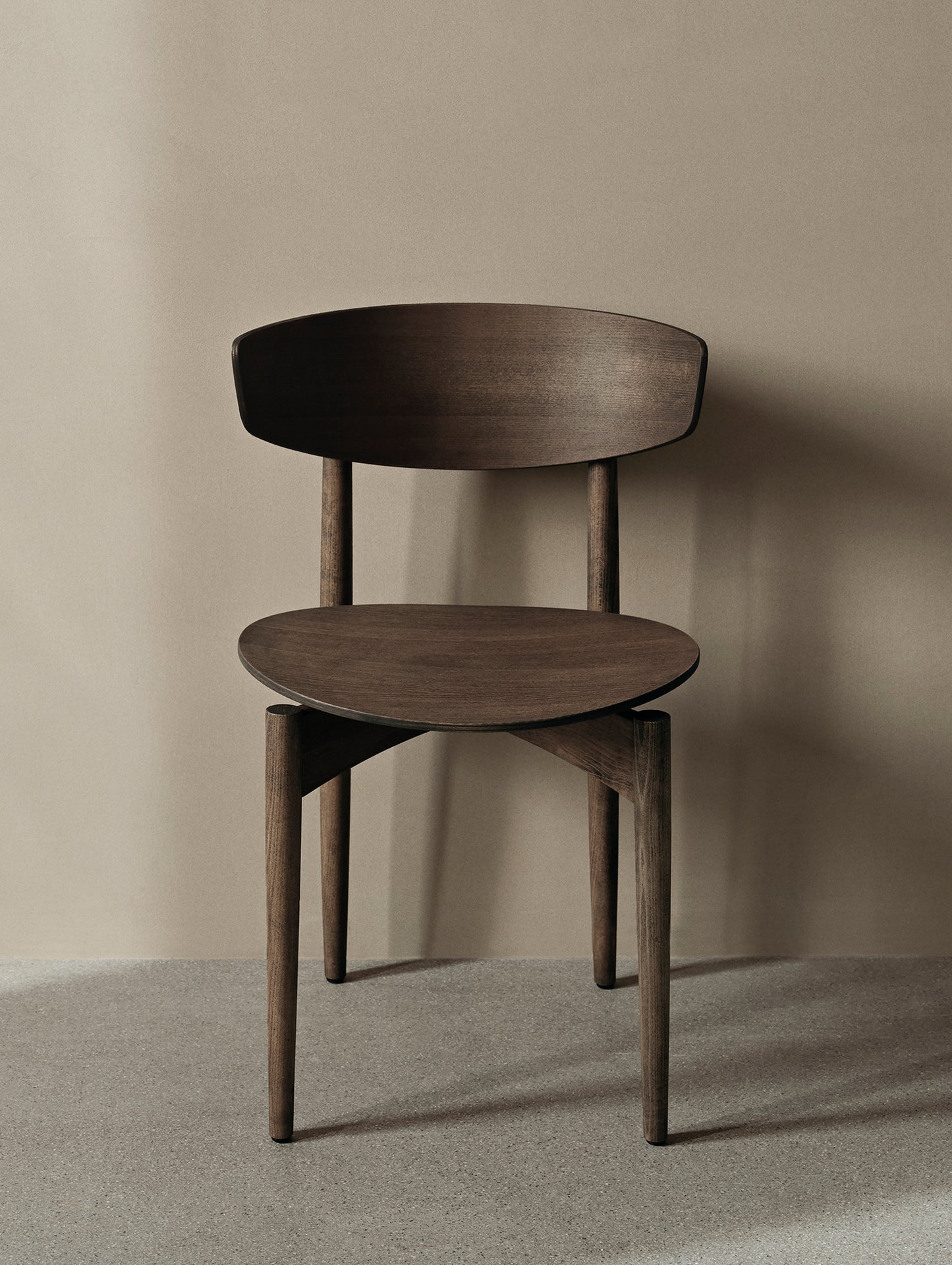 Herman Dining Chair with Wood Base by Ferm Living - Dark Stained Beech Veneer Seat / Solid Dark Stained Beech Frame