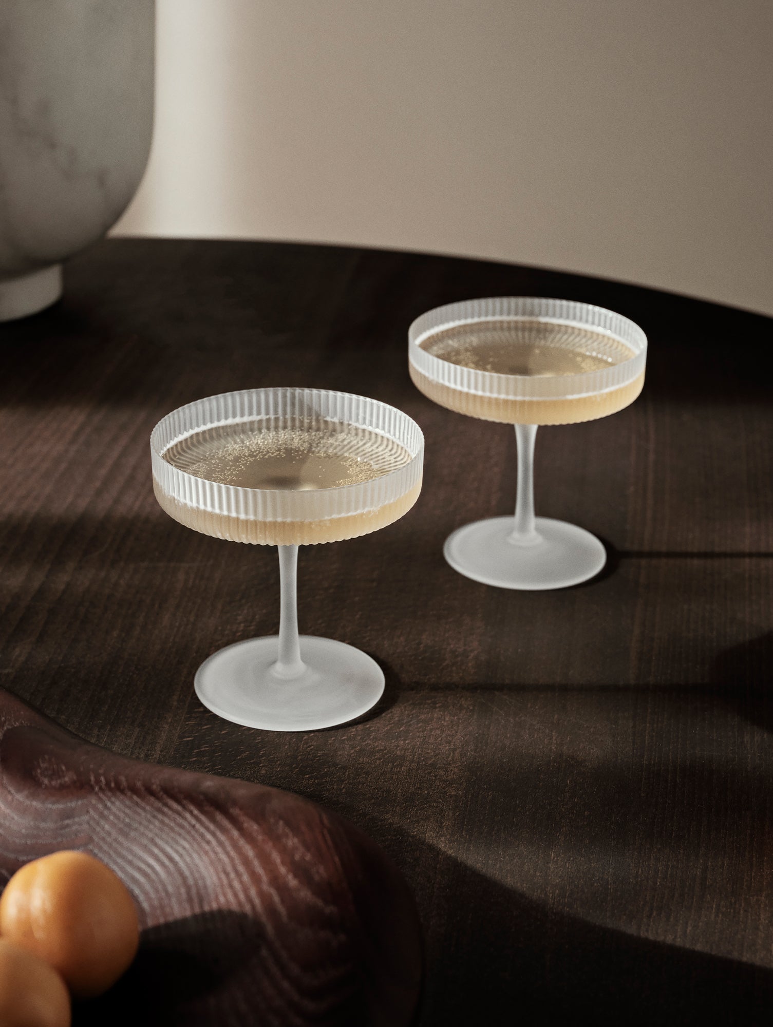 Ripple Champagne Saucers - Set of 2 (Frosted) by Ferm Living