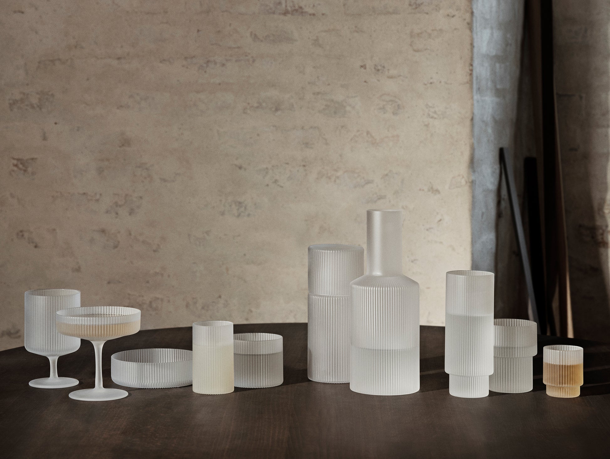 Ripple Glasses - Set of 4 (Frosted) by Ferm Living