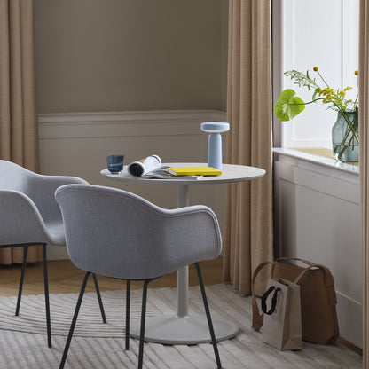 Soft Cafe Table by Muuto - Round (Diameter: 75 cm) / Height: 73 cm / Grey Linoleum Top / Grey Aluminium Base