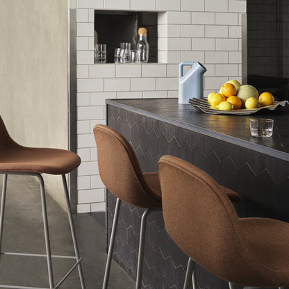 Fiber Barstool with Metal Base by Muuto - Re-wool 568 / Grey Base