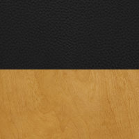 Swatch for Frame: Honey Stained Birch / Seat and Back: Black Prestige Leather