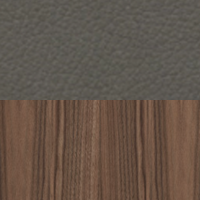 Swatch for Front: Essential Lava Leather / Back: Clear Lacquered Walnut Veneer