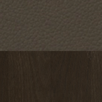 Swatch for Front: Essential Stone Leather / Back: Clear Lacquered Dark Stained Oak Veneer