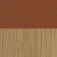 Swatch for Front: Essential Walnut Leather / Back: Clear Lacquered Oak Veneer