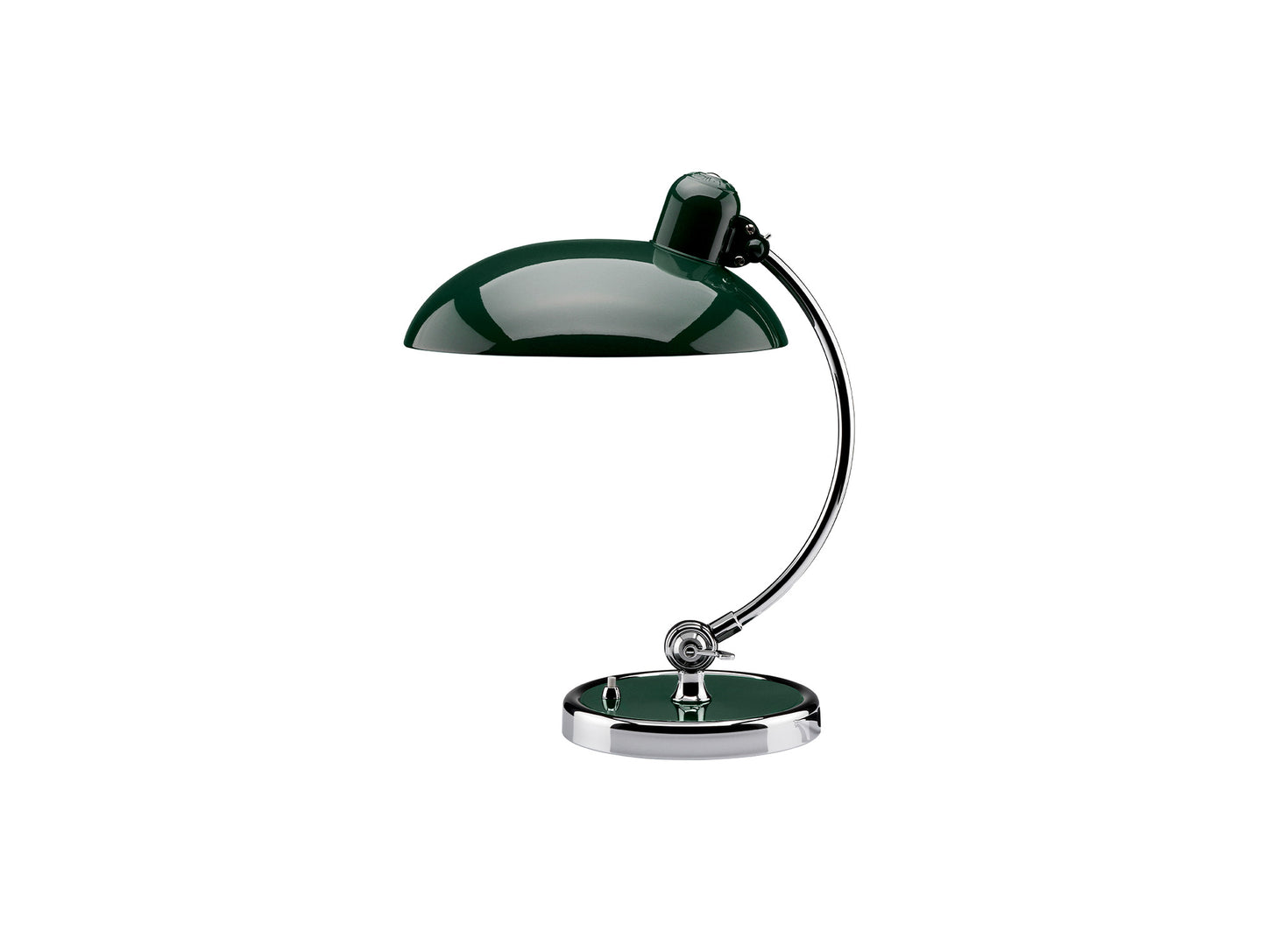 Kaiser Idell Luxus Table Lamp by Fritz Hansen - High Gloss Dark Green Shade with Chrome Base
