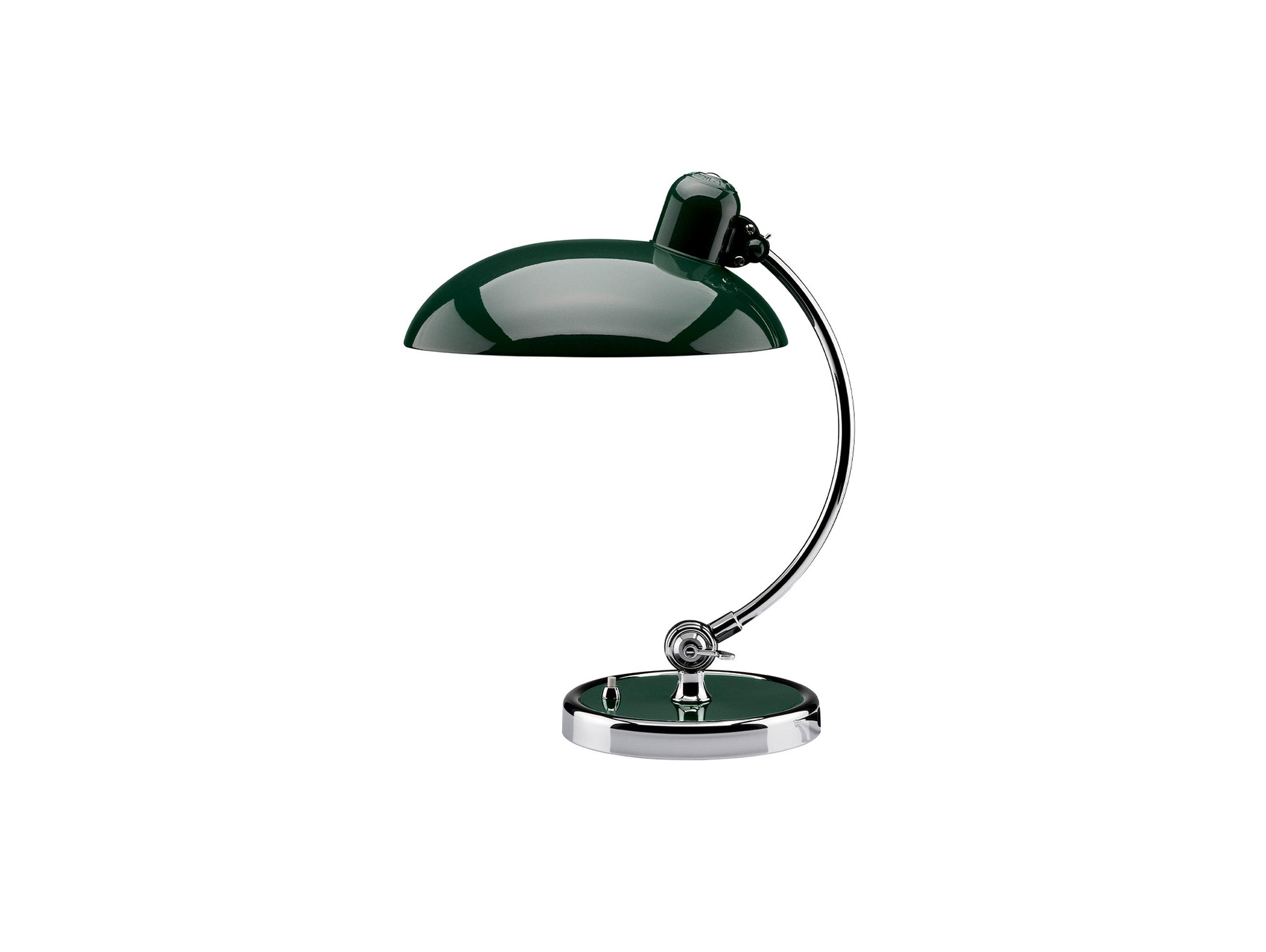 Kaiser Idell Luxus Table Lamp by Fritz Hansen - High Gloss Dark Green Shade with Chrome Base