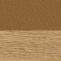 Swatch for Lacquered Oak / Cognac Grano Leather