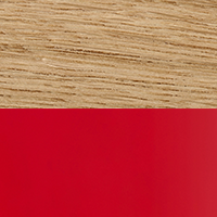 Swatch for Lacquered Oak Seat / Signal Red Base