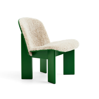 Chisel Lounge Chair (Front Upholstery) by HAY - Lush Green Lacquered Beech / Mohawi Sheepskin 21