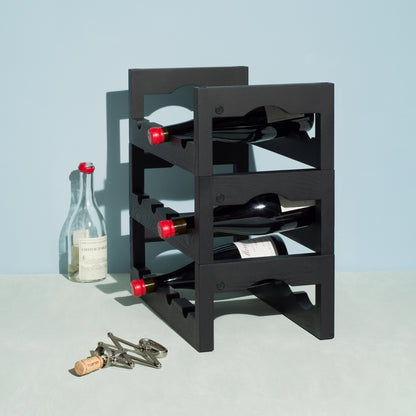 Silo Wine Rack by Massproductions - Black Stained Ash