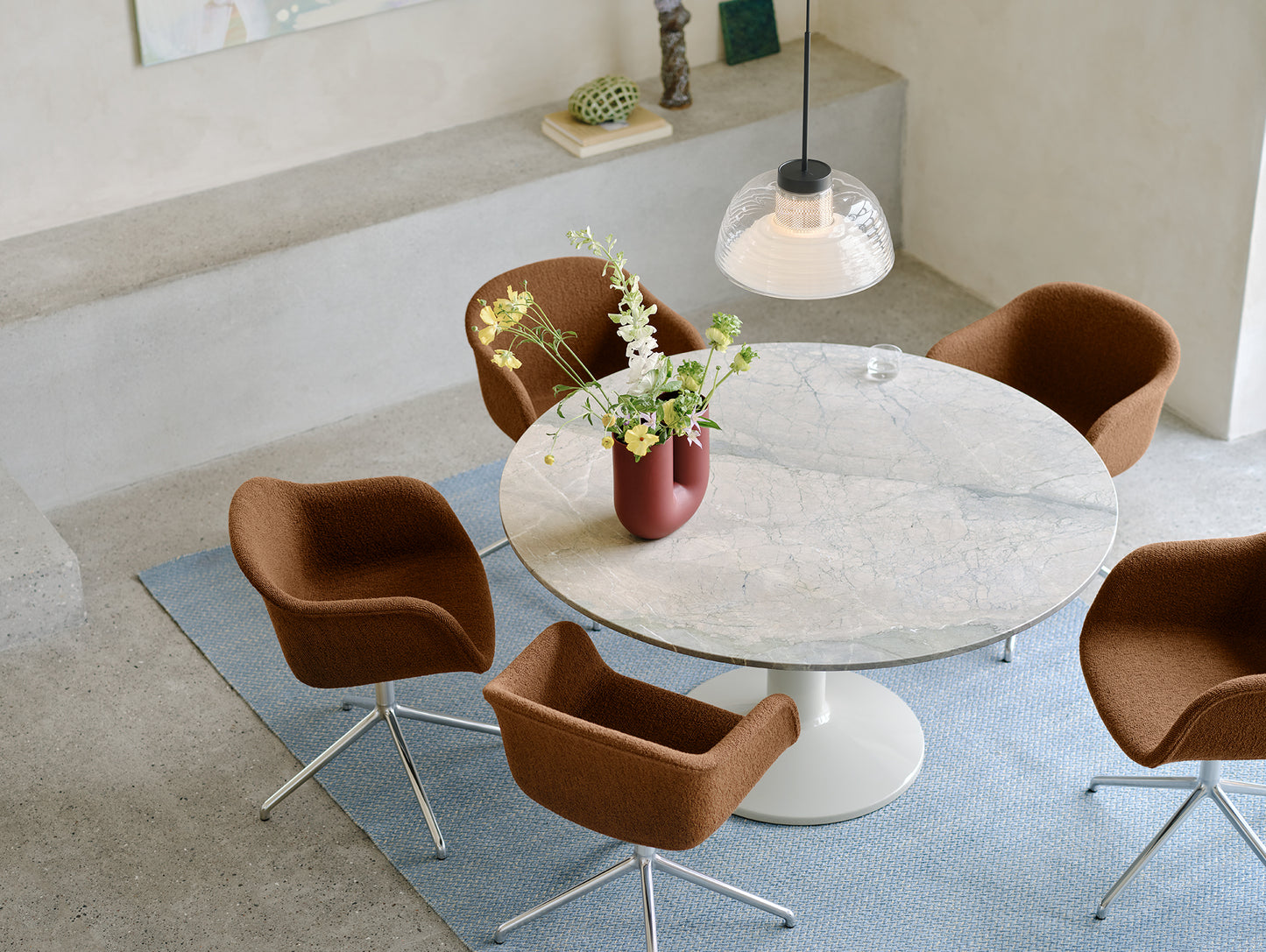 Fiber Armchair Upholstered with Swivel Base by Muuto - Hearth 004