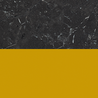 Swatch for Nero Marquina Marble Tabletop / Honey Yellow Steel Base