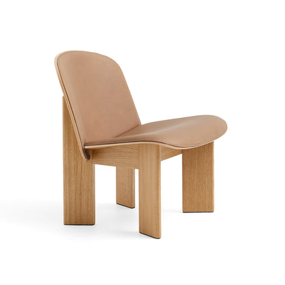 Chisel Lounge Chair (Front Upholstery) by HAY - Lacquered Oak / Nougat Sense Leather