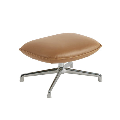 Doze Ottoman - Swivel Base by Muuto / Refine Leather Cognac / Polished Aluminium Base