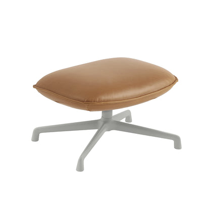 Doze Ottoman - Swivel Base by Muuto / Refine Leather Cognac / Grey Base