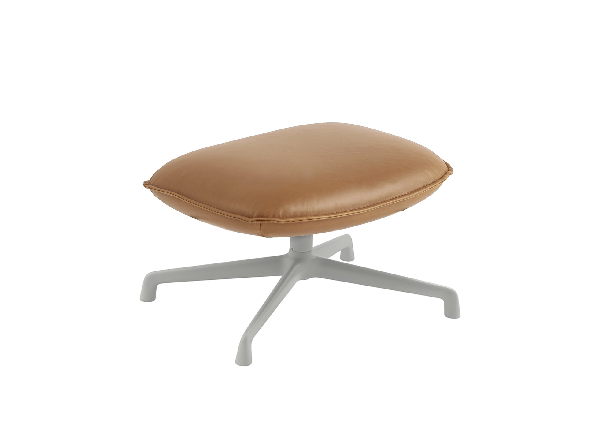 Doze Ottoman - Swivel Base by Muuto / Refine Leather Cognac / Grey Base