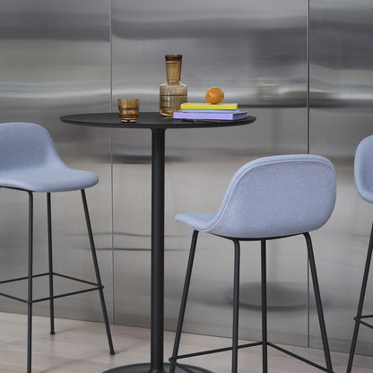 Soft Cafe Table by Muuto - Round (Diameter: 75 cm) / Height: 105 cm / Black Nanolaminate Top / Black Aluminium Base