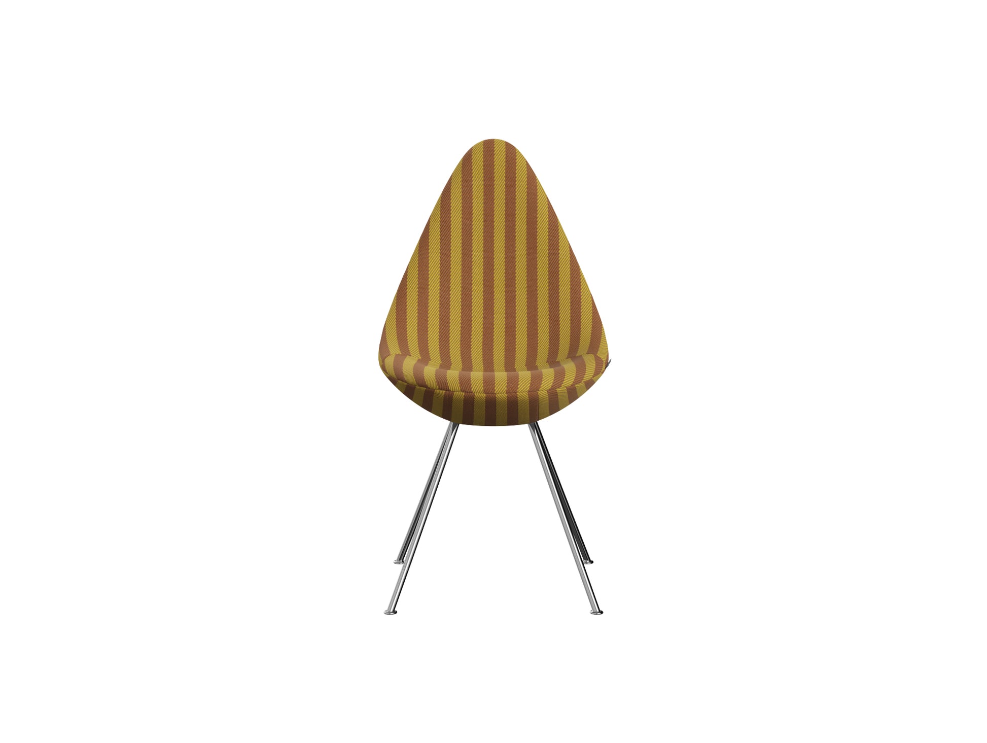 Drop Dining Chair 3110 by Fritz Hansen -  Chromed Steel / Voulez-Vous Ochre & Terracotta