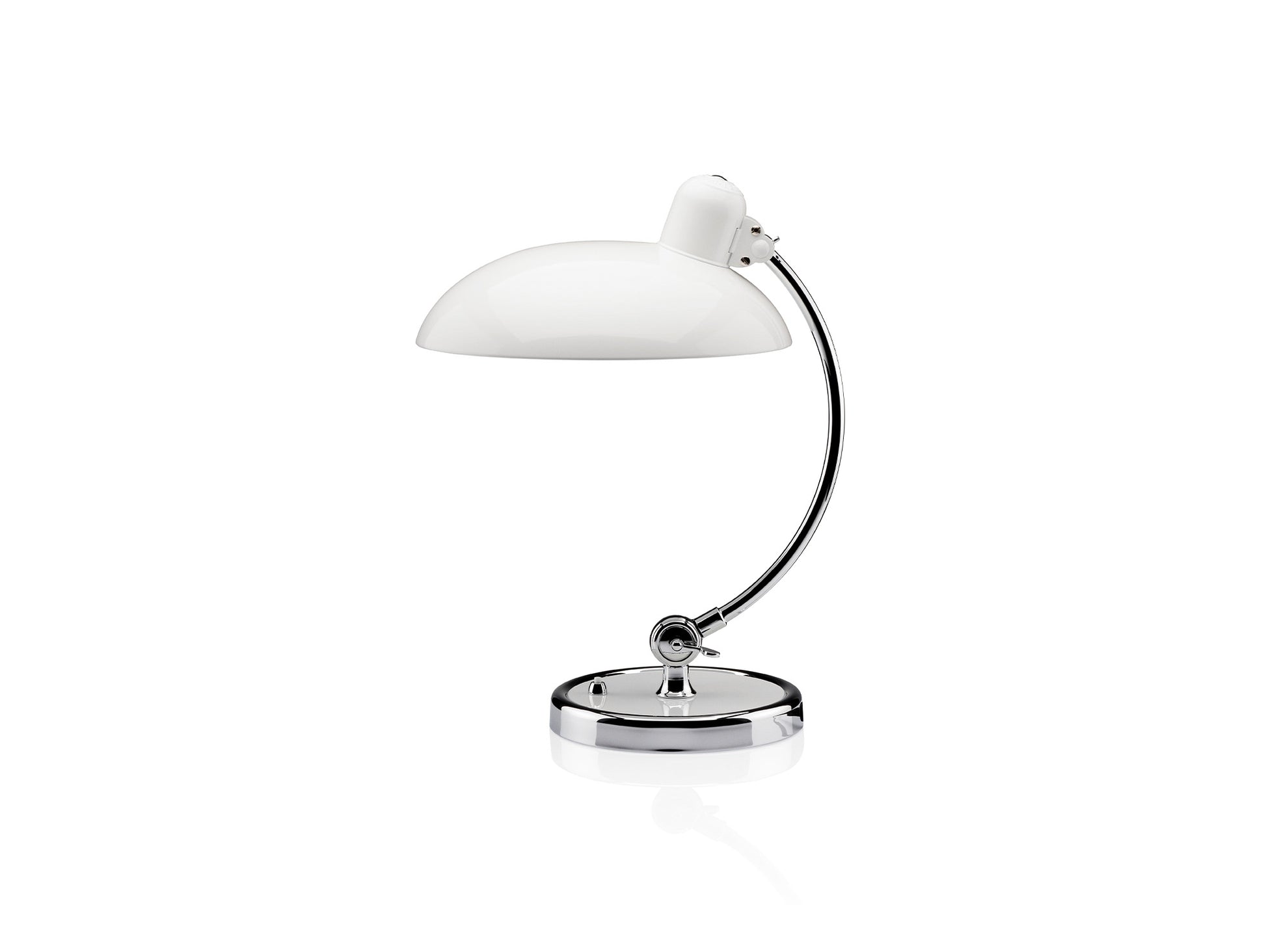 Kaiser Idell Luxus Table Lamp by Fritz Hansen - High Gloss White Shade with Chrome Base