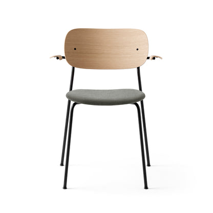 Co Dining Chair Upholstered by Menu - With Armrest / Black Powder Coated Steel / Natural Oak / Hallingdal 65 130
