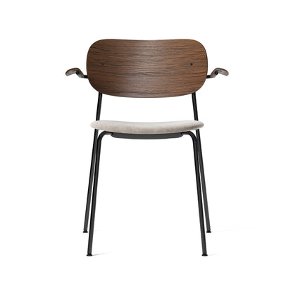 Co Dining Chair Upholstered by Menu - With Armrest / Black Powder Coated Steel / Dark Oak / Maple 222