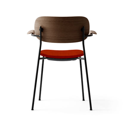 Co Dining Chair Upholstered by Menu - With Armrest / Black Powder Coated Steel / Dark Oak / City Velvet 062