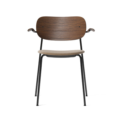 Co Dining Chair Upholstered by Menu - With Armrest / Black Powder Coated Steel / Dark Oak / Lupo 004