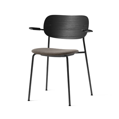 Co Dining Chair Upholstered by Menu - With Armrest / Black Powder Coated Steel / Black Oak / Doppiopanama_001