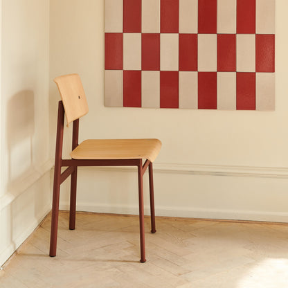 Loft Chair by Muuto - Lacquered Oak Veneer / Deep Red Steel Base