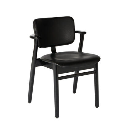 Domus Chair Upholstered by Artek - Frame: Black Stained Birch / Seat and Back: Black Prestige Leather