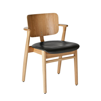 Domus Chair Upholstered by Artek - Frame: Lacquered Oak / Seat: Black Prestige Leather